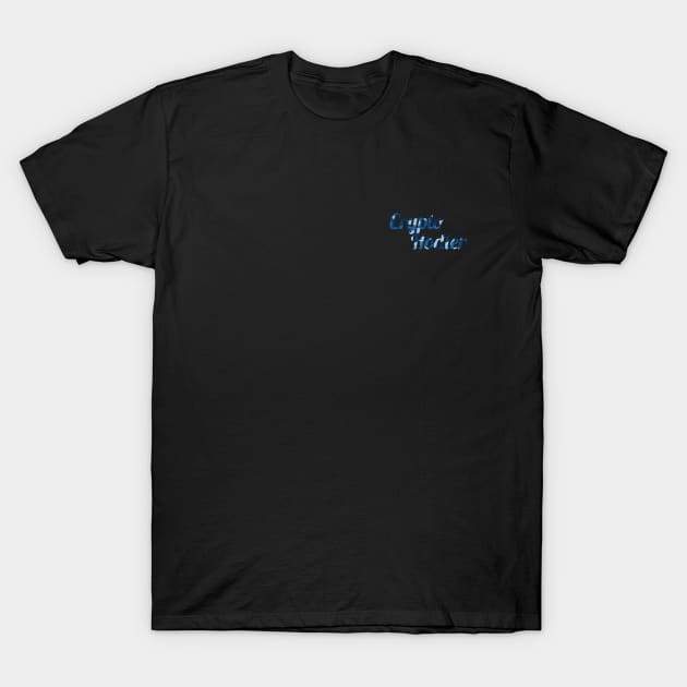 Crypto Hodler Blue Camo Small Logo T-Shirt by felixbunny